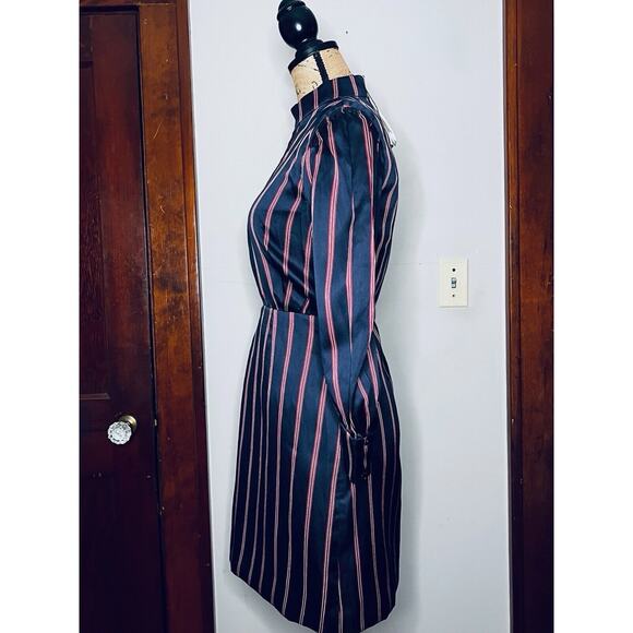 SANDRO PARIS NAVY BLUE RED WHITE STRIPED SATIN ALINE DRESS SZ 36 EU / XS / 0 NWT - Picture 2 of 5